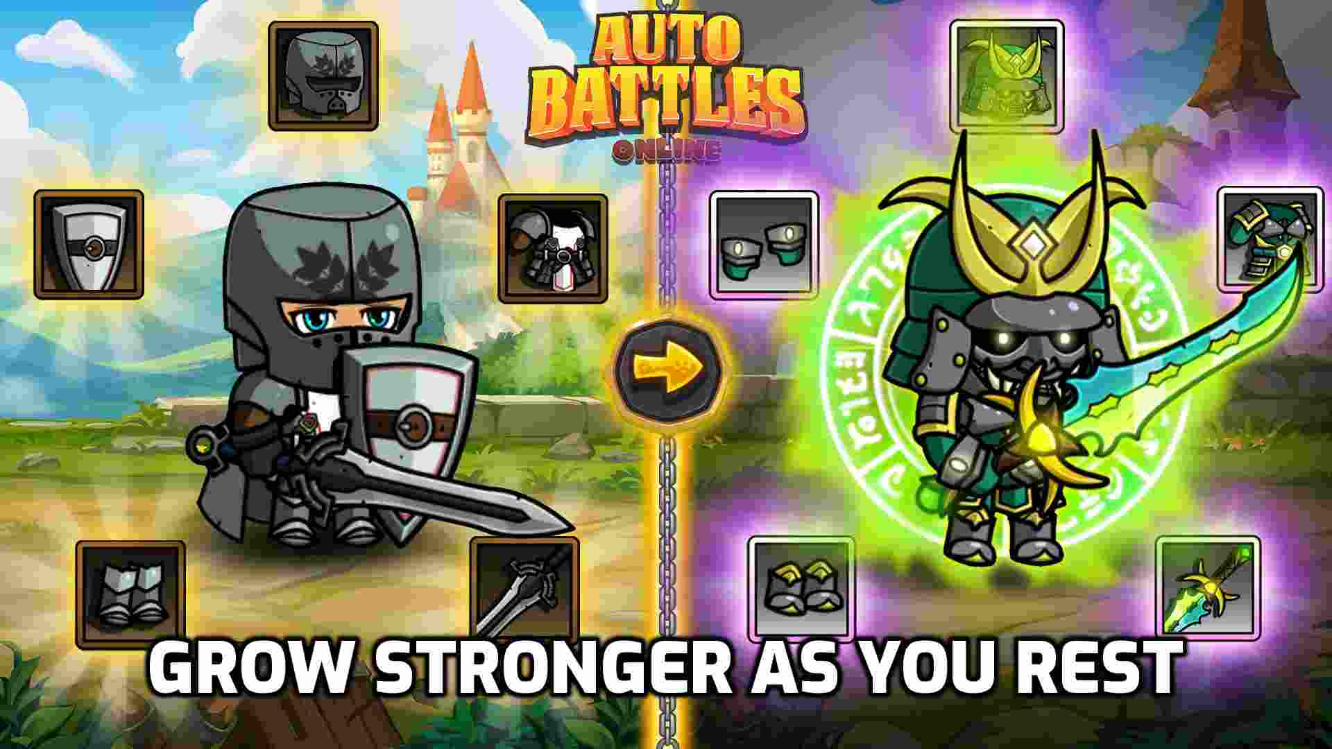 Auto Battles Online APK 1.43.0 Menu VIP, Tăng tốc độ tấn công, Máu cao, Sát thương cao, Không Chết, 1Hit